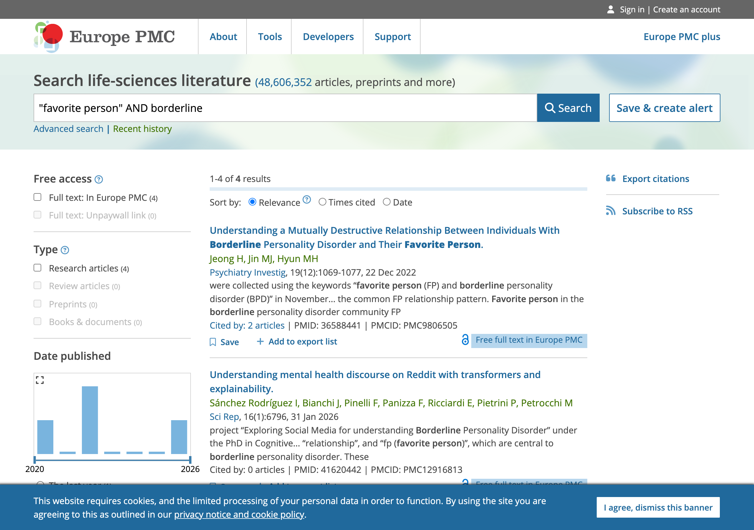 Europe PMC search results for "favorite person" and borderline, showing 4 real papers