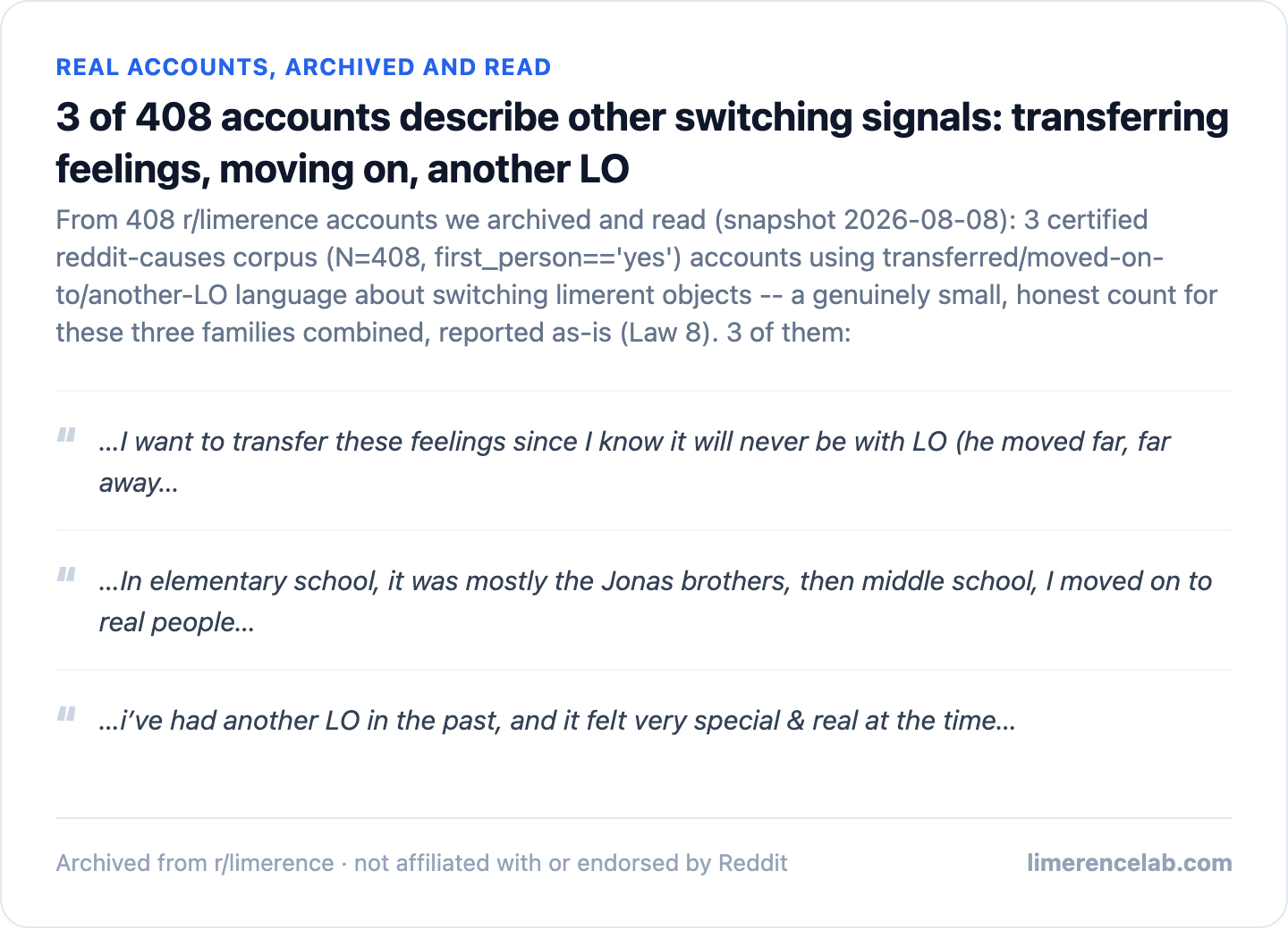 Three real archived accounts describing other switching signals